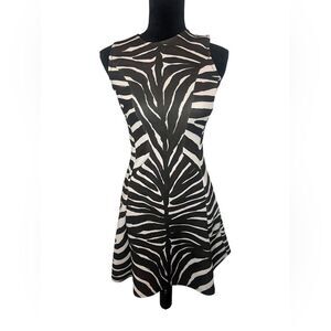 RARE MICHAEL KORS BROWN ZEBRA PRINT FIT & FLARE TRENDY COCKTAIL DRESS WOMENS 0